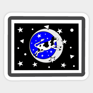 Funny Cow with Moon with Stars Sticker